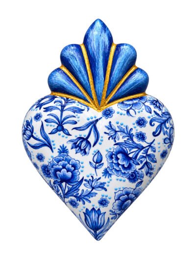 Corazón Conchas Floral Azul