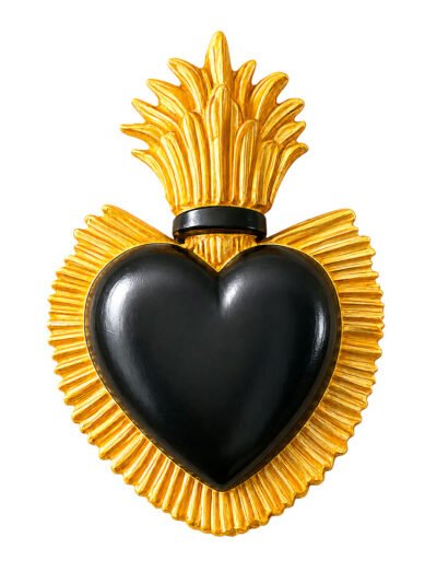 Corazón corona negro y dorado