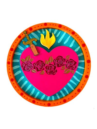 Corazón de María circular en madera