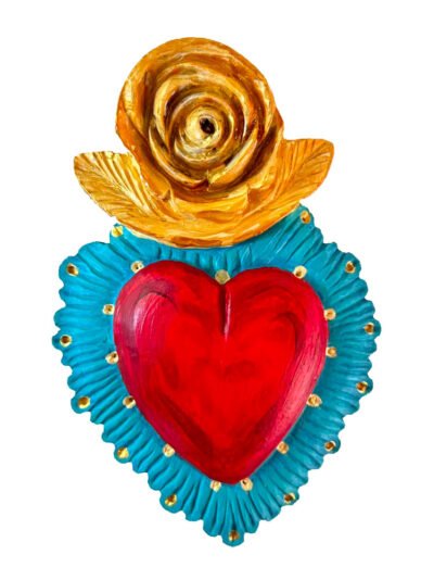Corazón rosa turquesa dorado